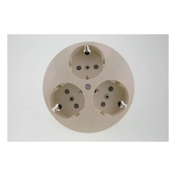 Uni Inbouw Stopcontact - 3-voudig - Rond - Randaarde - Crème Uni Inbouw Stopcontact - 3-voudig - Rond - Randaarde - Crème