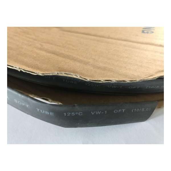 Krimpkous op rol - Kleur zwart - 10~5 mm. Krimpkous op rol - Kleur zwart - 10~5 mm.