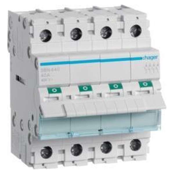 Hager hoofdschakelaar SB440 4 pol/40 A (SBN440) Hager hoofdschakelaar SB440 4 pol/40 A (SBN440)