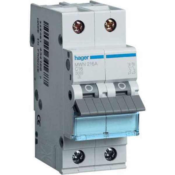 Hager automaat 2 polig 4A - 3kA/C Hager automaat 2 polig 4A - 3kA/C