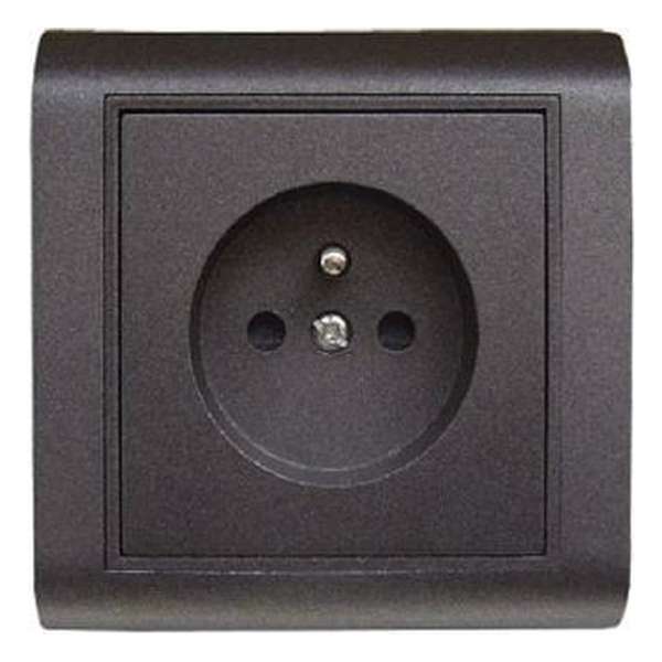Stopcontact + aarding - 16A - 230V - Baby Safe - Antraciet - Inbouw Stopcontact + aarding - 16A - 230V - Baby Safe - Antraciet - Inbouw