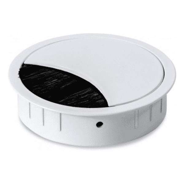 Kabeldop Metaal 80 Mm - Wit - Kabeldoorvoer - Voorzien van een ellips vormige borstelafsluiting Kabeldop Metaal 80 Mm - Wit - Kabeldoorvoer - Voorzien van een ellips vormige borstelafsluiting