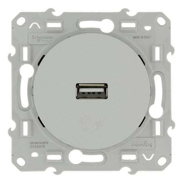 Schneider Electric Odace USB stopcontact Aluminium Schneider Electric Odace USB stopcontact Aluminium