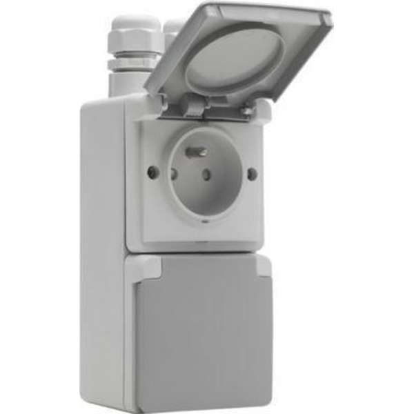 New Hydro dubbele wandcontactdoos 16A 250V verticaal 1x2 ingangen M20 bovenaan New Hydro dubbele wandcontactdoos 16A 250V verticaal 1x2 ingangen M20 bovenaan