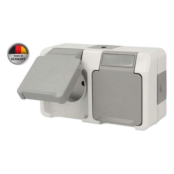 Schneider/Merten Opbouw Dubbel Stopcontact Aquastar IP44 Schneider/Merten Opbouw Dubbel Stopcontact Aquastar IP44