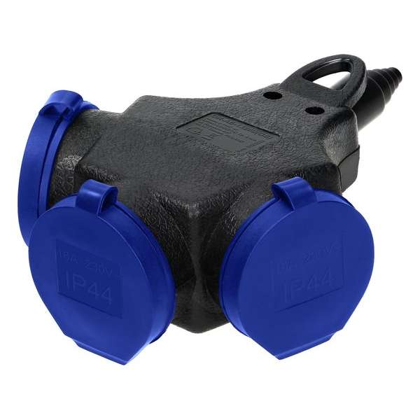 Heavy-Duty verdeelstekker - 3-Voudig - Massief rubber - IP44 stof- en spatwaterdicht Heavy-Duty verdeelstekker - 3-Voudig - Massief rubber - IP44 stof- en spatwaterdicht