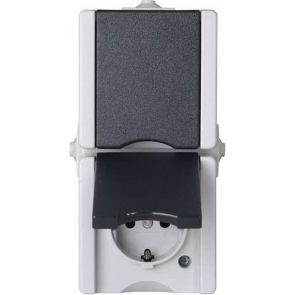 Kopp - Wandcontactdoos met klapdeksel - 2-voudig - Verticaal - spatwaterdicht - Grijs Kopp - Wandcontactdoos met klapdeksel - 2-voudig - Verticaal - spatwaterdicht - Grijs