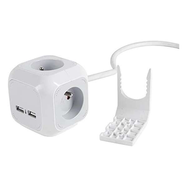 EXPERTLINE Stekkerdoos in grijze kubus 4 uitgangen 16 A 3x1mm² + 2 USB-uitgangen EXPERTLINE Stekkerdoos in grijze kubus 4 uitgangen 16 A 3x1mm² + 2 USB-uitgangen