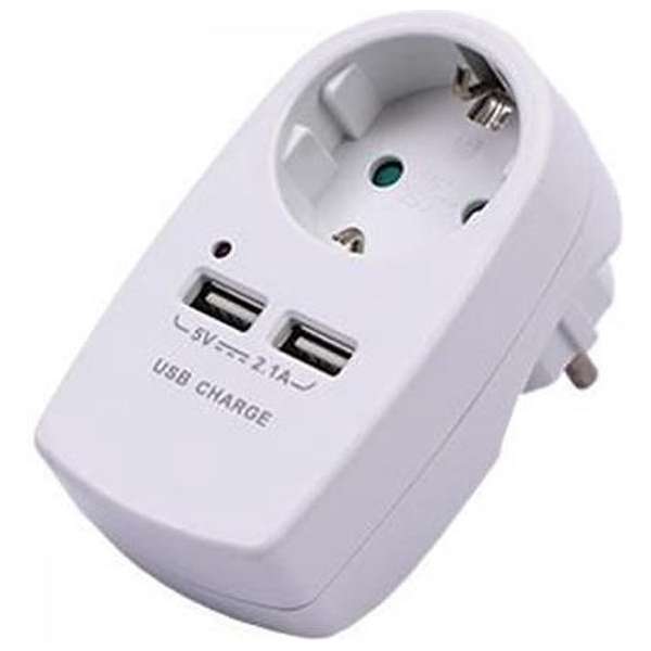 V-TAC - Randaarde Stekker met 2X USB 2A -Wit V-TAC - Randaarde Stekker met 2X USB 2A -Wit