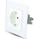 Wandcontactdoos - Nirano Deilo - Inbouw - 1-voudig - Randaarde - Incl. Glazen Afdekraam - Wit