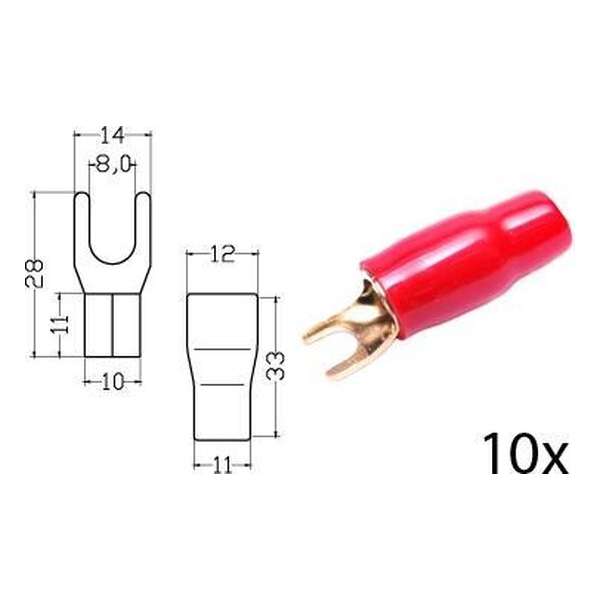 Kabelschoen vork verguld rood 35mm² diam 8mm Kabelschoen vork verguld rood 35mm² diam 8mm