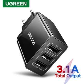Ugreen 50816 3.1A Black 3-Port USB oplader 5V
