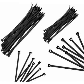 Kabelbinders/tie-wraps pakket zwart 400x stuks in 4 verschillende formaten 10 cm(100x) - 20 cm(100x) - 37 cm(100x) - 43 cm(100x)