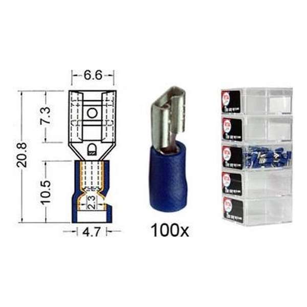 Kabelschoen schuif vrouwelijk 6.3 mm blauw 100 stuks Kabelschoen schuif vrouwelijk 6.3 mm blauw 100 stuks