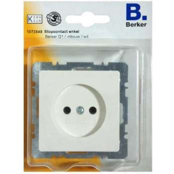 BERKER Q1 stopcontact enkel, inbouw | WIT