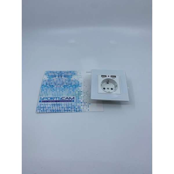 Wandcontactdoos met USB glas wit enkel Wandcontactdoos met USB glas wit enkel