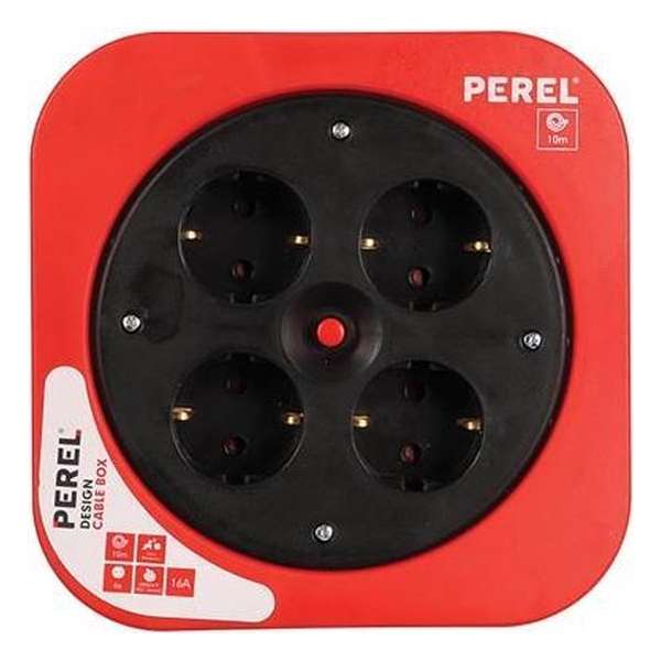 Kabelhaspel Design - rood - 10 m - randaarde Kabelhaspel Design - rood - 10 m - randaarde