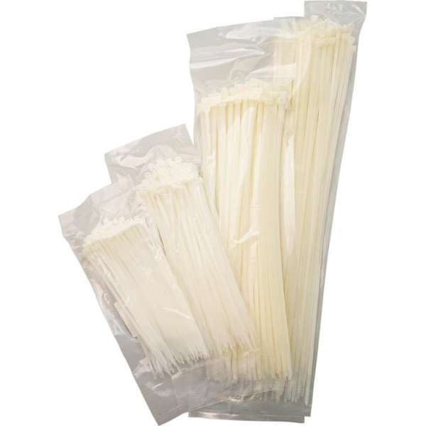 TQ4U Bundelbandjes WIT set XL - 4 x 100 stuks - 370x3.6 - 280x4.6 - 180x3.6 en 150x2.5 mm - Sterke kwaliteit TQ4U Bundelbandjes WIT set XL - 4 x 100 stuks - 370x3.6 - 280x4.6 - 180x3.6 en 150x2.5 mm - Sterke kwaliteit