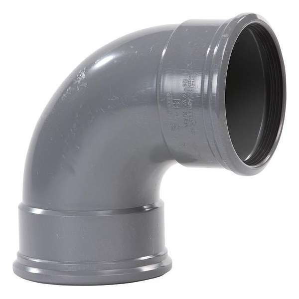 Wavin Wafix pvc bocht 30gr. 160 mm. 2x manchet sn4, grijs Wavin Wafix pvc bocht 30gr. 160 mm. 2x manchet sn4, grijs