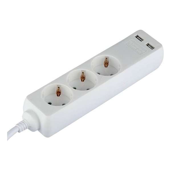 Verlengsnoer met USB - Nicron Serino - 3680W - 3 Stopcontacten - 1.5 Meter - Wit | Nederland Verlengsnoer met USB - Nicron Serino - 3680W - 3 Stopcontacten - 1.5 Meter - Wit | Nederland