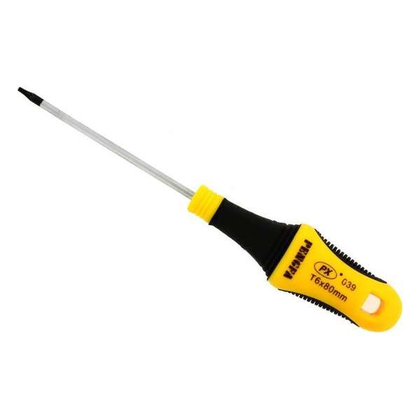 Universal Schroevendraaier T6x80 mm. TORX-2 Yellow Universal Schroevendraaier T6x80 mm. TORX-2 Yellow