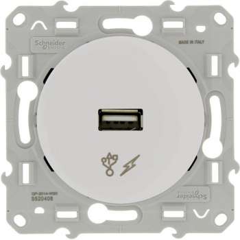 Schneider Electric Odace USB stopcontact Wit