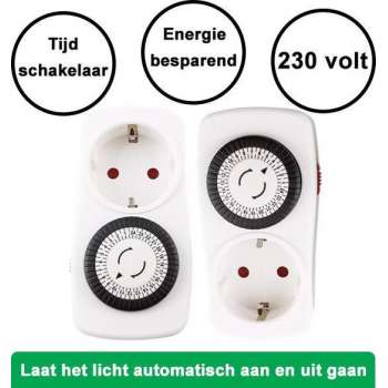 PROMAX tijdschakelklok Analoog| eenvoudige bediening | 24 uurs cyclus | randaarde | 2 STUKS