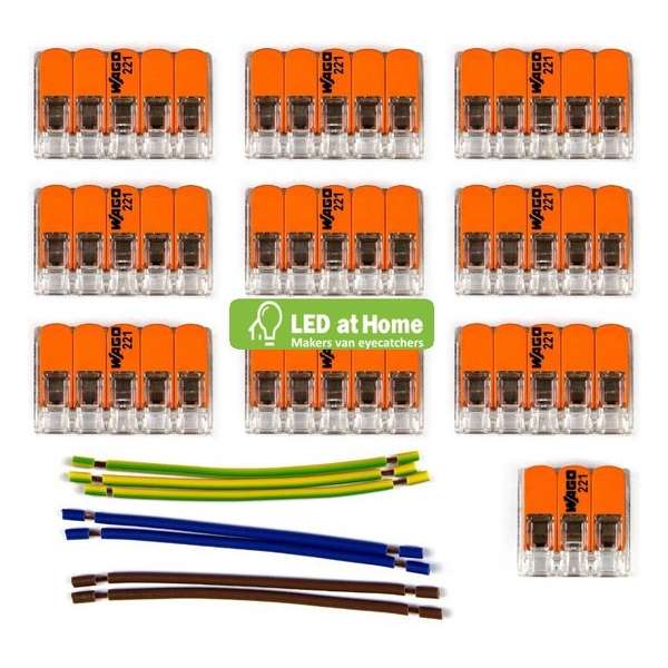 LEDatHOME - WAGO connector kit compatibel met 3x kabel voor 9 gats plafondkap LEDatHOME - WAGO connector kit compatibel met 3x kabel voor 9 gats plafondkap