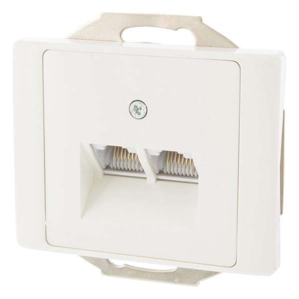 Contactdoos – inbouw – telefoon – data – CAT6A – 2 x 8–polig – geschikt voor afdekraam Berker K1 – polarwit Contactdoos – inbouw – telefoon – data – CAT6A – 2 x 8–polig – geschikt voor afdekraam Berker K1 – polarwit
