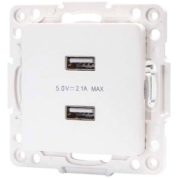 Wandcontactdoos - Igia Jura - Inbouw - Vierkant - Kunststof - 2-voudig USB Aansluiting - Wit Wandcontactdoos - Igia Jura - Inbouw - Vierkant - Kunststof - 2-voudig USB Aansluiting - Wit
