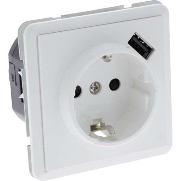 Peha Standard contactdoos – inbouw – 1–voudig – randaarde – USB – polarwit Peha Standard contactdoos – inbouw – 1–voudig – randaarde – USB – polarwit