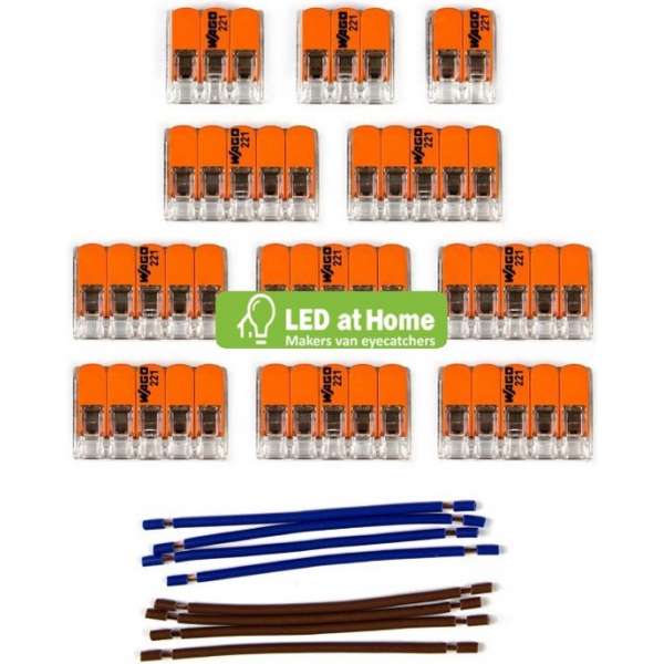 LEDatHOME - WAGO connector kit compatibel met 2x kabel voor 14 gats plafondkap LEDatHOME - WAGO connector kit compatibel met 2x kabel voor 14 gats plafondkap