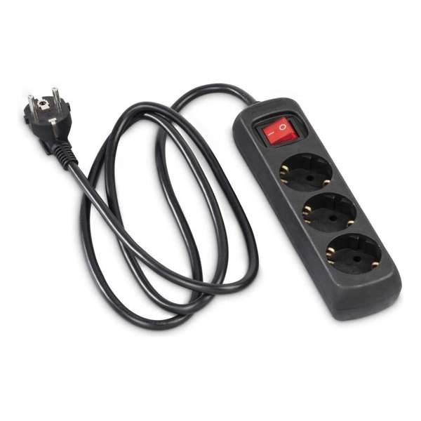 Meervoudige stekker zwart stekkerdoos 3-voudig Save Energy schakelaar slots 45 graden gedraaid, kabel 1,4m thuiskantoor Meervoudige stekker zwart stekkerdoos 3-voudig Save Energy schakelaar slots 45 graden gedraaid, kabel 1,4m thuiskantoor