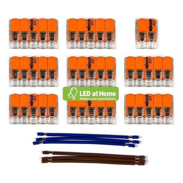LEDatHOME - WAGO connector kit compatibel met 2x kabel voor 12 gats plafondkap LEDatHOME - WAGO connector kit compatibel met 2x kabel voor 12 gats plafondkap