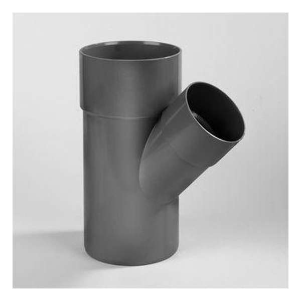 Verloop T-stuk met 2x mof en 1x spie 45° PVC grijs keurmerk BRL52100 75 x 40mm Verloop T-stuk met 2x mof en 1x spie 45° PVC grijs keurmerk BRL52100 75 x 40mm