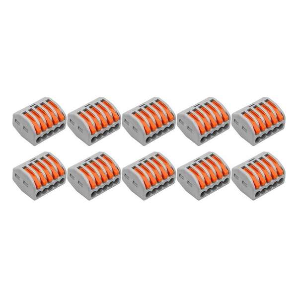 Lasklem Set 10 Stuks - 5 Polig met Klemmetjes - Grijs/Oranje Lasklem Set 10 Stuks - 5 Polig met Klemmetjes - Grijs/Oranje