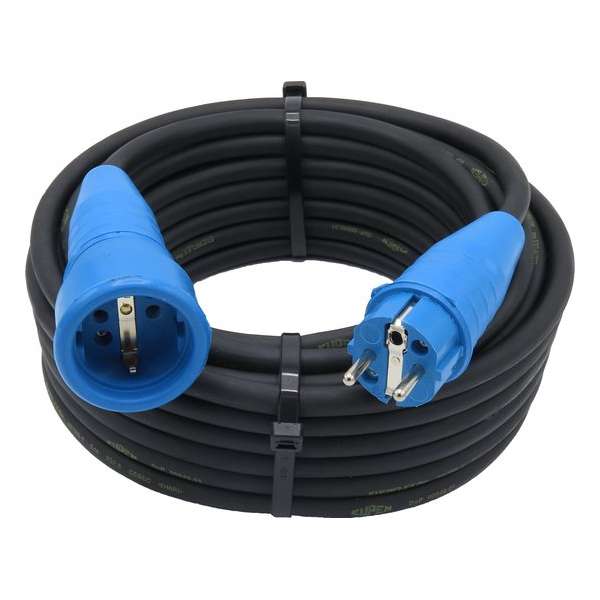 Verlengsnoer - 05 meter - 3G1.5 - Neopreen - IP44 - Randaarde - Blauwe stekkers - Verlengkabel