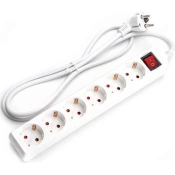 Verlengsnoer met Schakelaar - Igia Antris - 3680W - 6 Stopcontacten - 1.5 Meter - Wit | Nederland