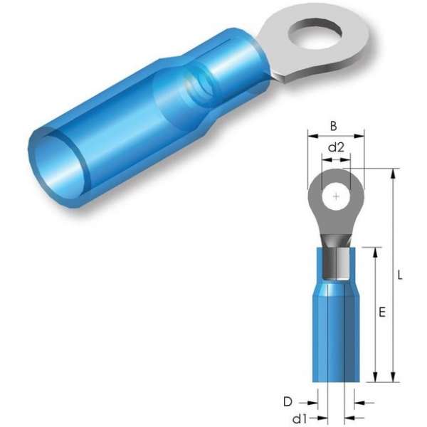Krimp ringtong M10 Blauw 25st - Kabelschoen - AMP connector Krimp ringtong M10 Blauw 25st - Kabelschoen - AMP connector