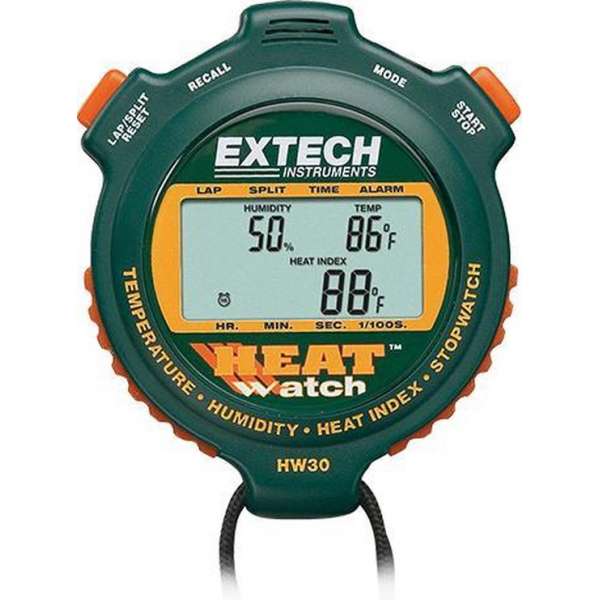 EXTECH HW30: HeatWatch™ Vochtigheid/Temperatuur Stopwatch EXTECH HW30: HeatWatch™ Vochtigheid/Temperatuur Stopwatch
