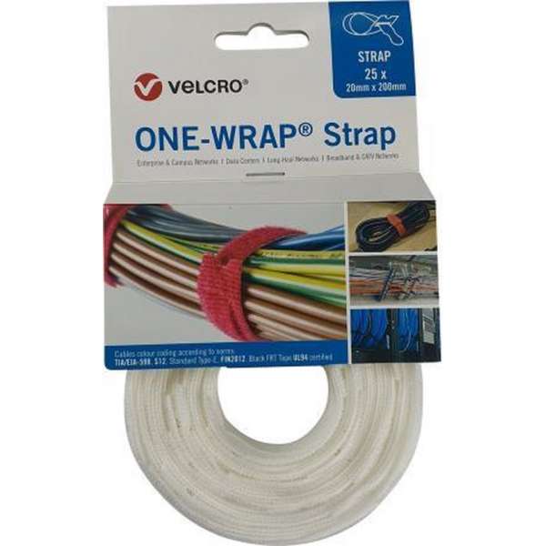 Velcro® ONE-WRAP® klittenband kabelbinder 20mm x 330mm Wit Velcro® ONE-WRAP® klittenband kabelbinder 20mm x 330mm Wit