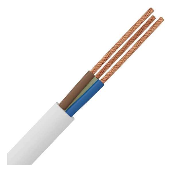 Stroomkabel - 3x1.5mm - 3 Aderig - 5 Meter - Wit - BES LED Stroomkabel - 3x1.5mm - 3 Aderig - 5 Meter - Wit - BES LED