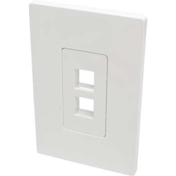 Tripp-Lite N080-102 2-Port Single-Gang Universal Keystone Wallplate, White, TAA TrippLite