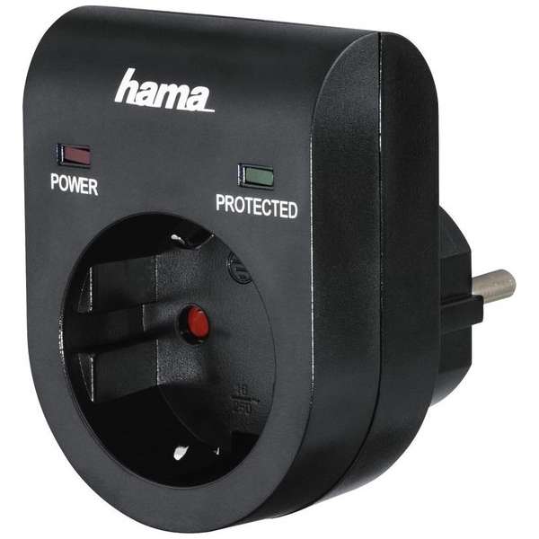 Hama Overspanningsbeveiliging-adapter, zwart Hama Overspanningsbeveiliging-adapter, zwart