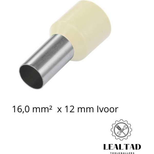 Adereindhuls 16,0 mm² x 12 mm Ivoor 100 stuks | Ferrule | Draadhuls | Adereindhulzen | Eindverbinder Adereindhuls 16,0 mm² x 12 mm Ivoor 100 stuks | Ferrule | Draadhuls | Adereindhulzen | Eindverbinder