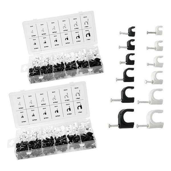 Set van 780 snoerclips (mix assortiment zwart/wit) Set van 780 snoerclips (mix assortiment zwart/wit)