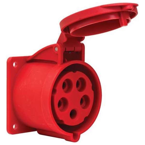 Mete - CEE female - inbouw - 5 polig 6H 32A IP44 kracht - rood - stekker 380-415VAC Mete - CEE female - inbouw - 5 polig 6H 32A IP44 kracht - rood - stekker 380-415VAC
