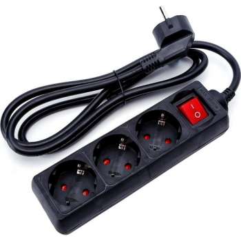 Verlengsnoer met Schakelaar - Igia Quino - 3680W - 3 Stopcontacten - 1.5 Meter - Zwart | Nederland
