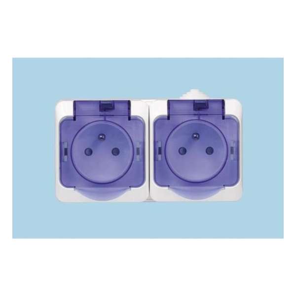 SCHNEIDER ELECTRIC - SC5SHN0212440 CEDAR - Dubbele stekker - Wit en blauw SCHNEIDER ELECTRIC - SC5SHN0212440 CEDAR - Dubbele stekker - Wit en blauw