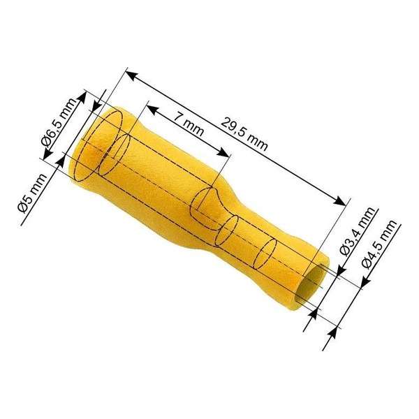 Doorverbinder Geel - Gat diameter 5.0-6.5 mm - Gat diameter 3.4-4.5 mm - 100 Stuks Doorverbinder Geel - Gat diameter 5.0-6.5 mm - Gat diameter 3.4-4.5 mm - 100 Stuks